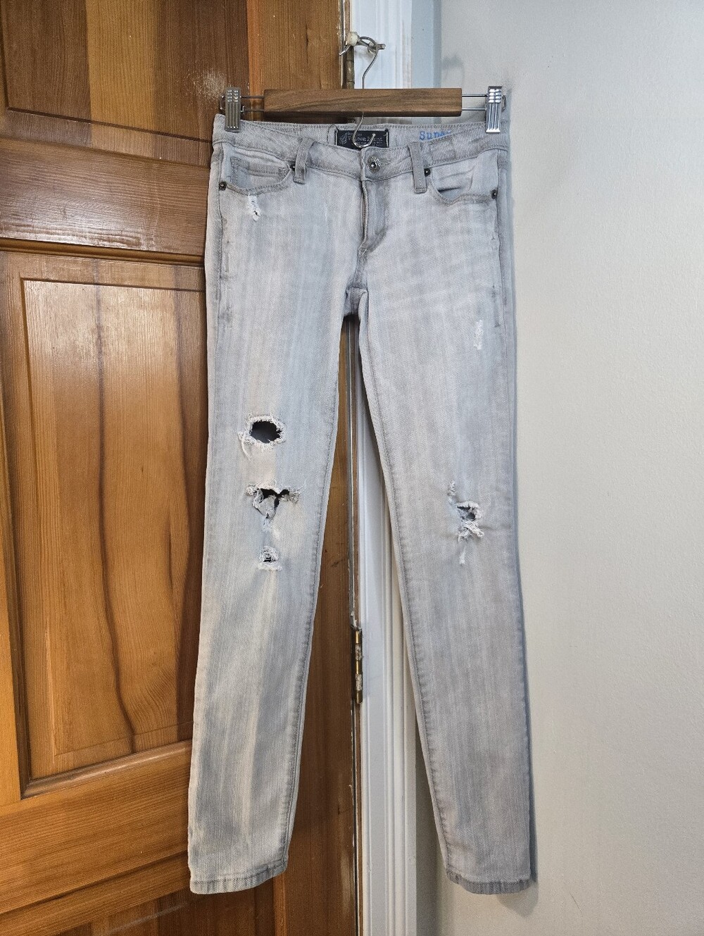 Volcom Light Gray Distressed Skinny Jeans